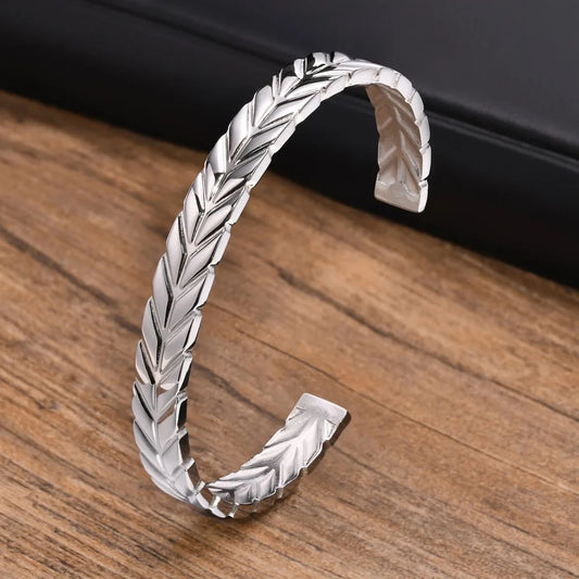 Arrow Textured Steel Cuff Bracelet