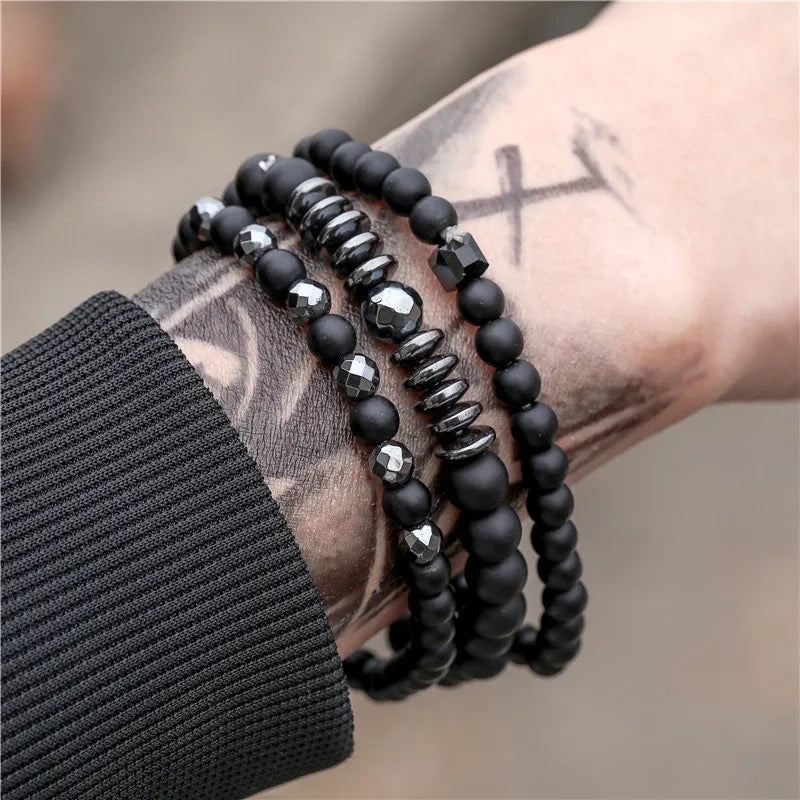 3Pcs Fashion Hematite Natural Stones Beads Bracelet