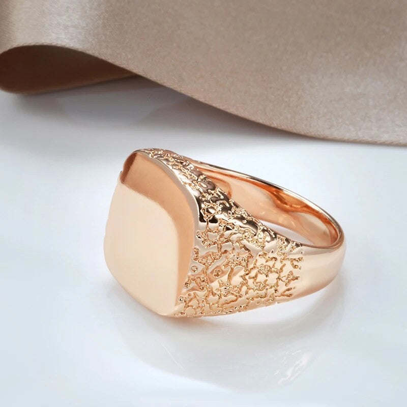 Rosegold Smooth Square Steel Signet Ring