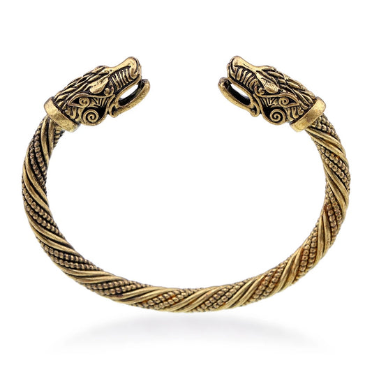 Vintage Vikings Dragon Open Cuff Bracelet