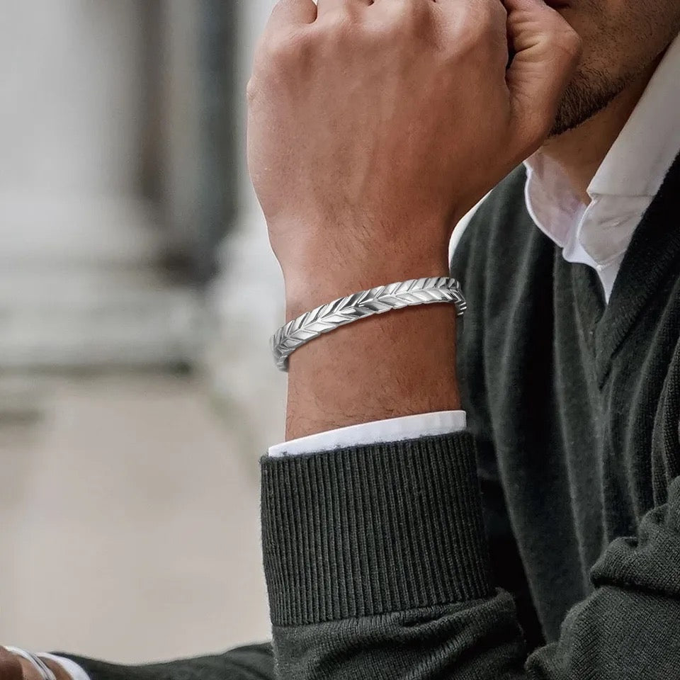 Arrow Textured Steel Cuff Bracelet