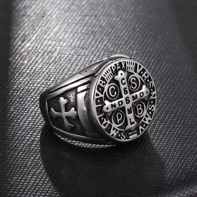 Saint Benedict Steel Ring