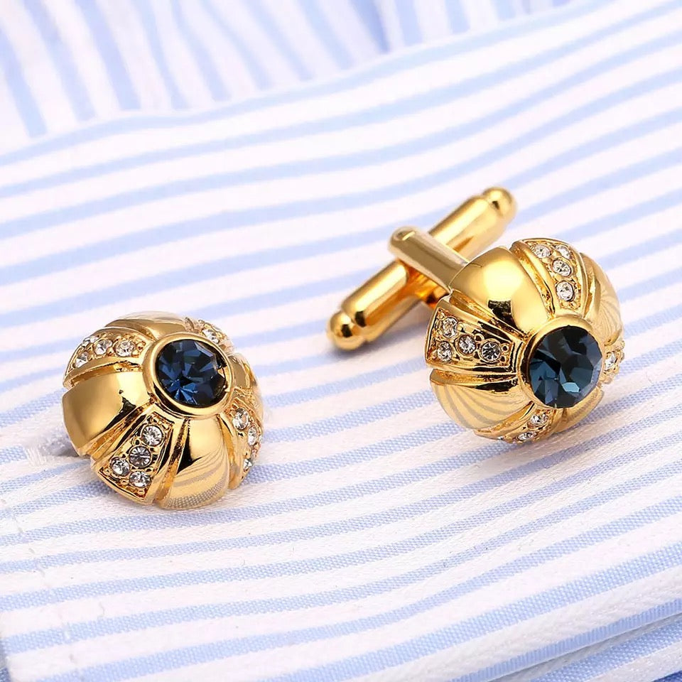 Luxury CZ Stones Crown Cufflinks