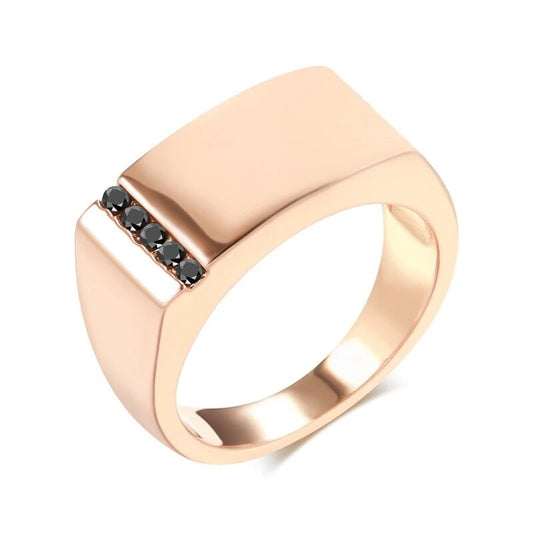 Rosegold Smooth Square Steel Signet Ring