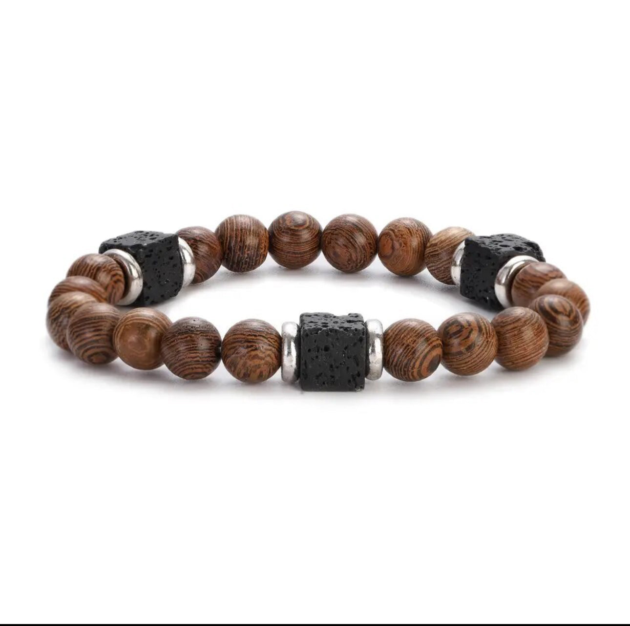 Antique Bohemian Wood Lava Beads Bracelets