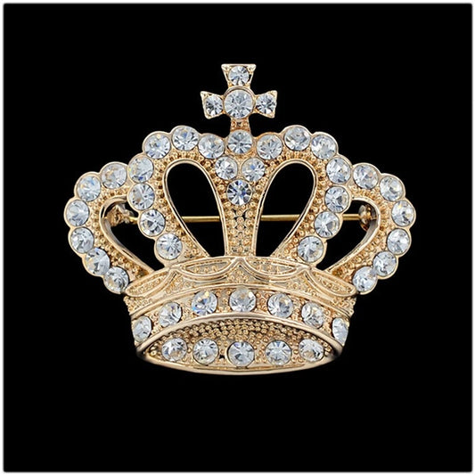 Rhinestone Crown Brooch