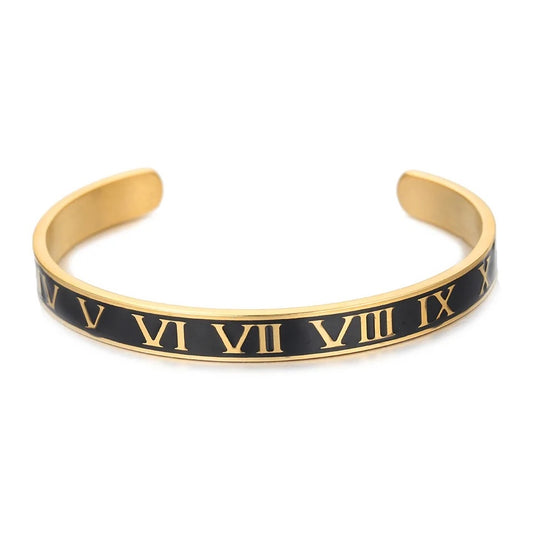 Dual Colored Roman Numerals Cuff Bracelets