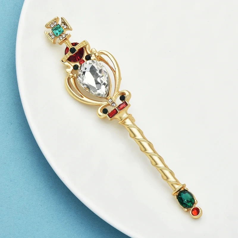 Cross Mace Rhinestone Brooch is