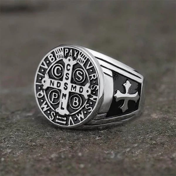 Saint Benedict Steel Ring