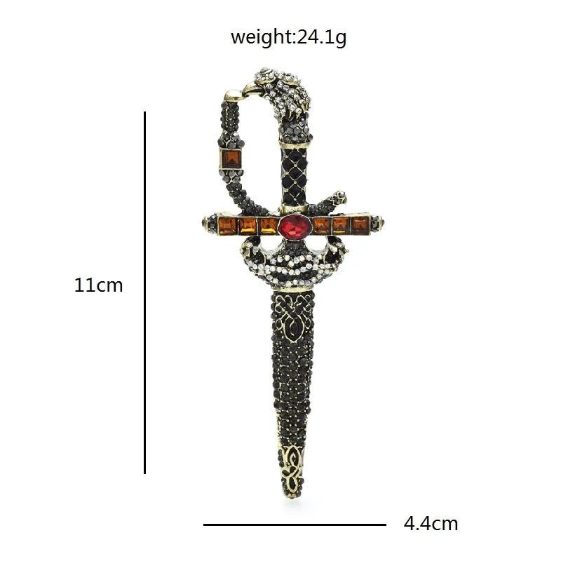 Rhinestone Sword Brooch