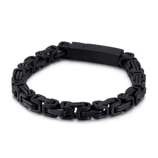 Matte Black Byzantine Link Chain Bracelet