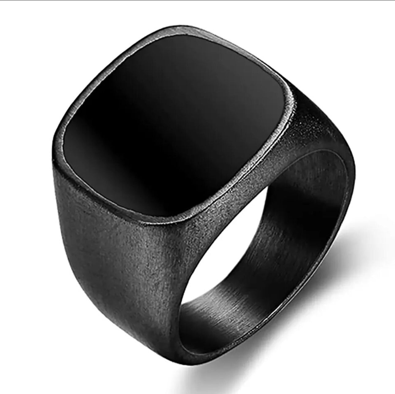 Polished Signet Steel Ring for Men