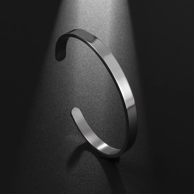 Plain Stainless Steel 8mm Cuff Bracelet