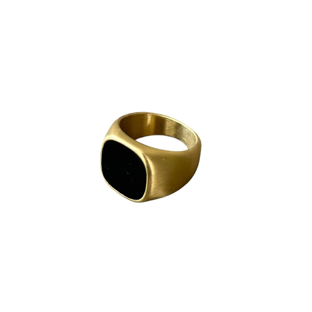 Polished Signet Steel Ring for Men