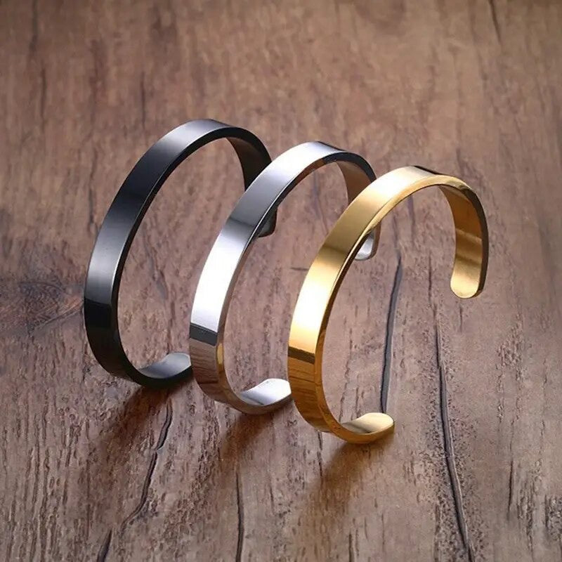 Plain Stainless Steel 8mm Cuff Bracelet