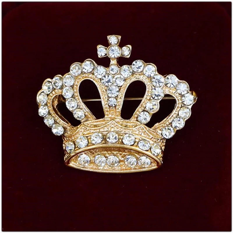 Rhinestone Crown Brooch