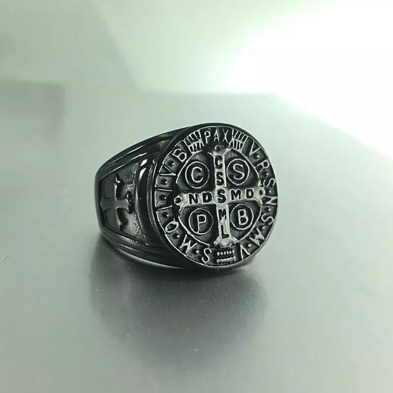 Saint Benedict Steel Ring