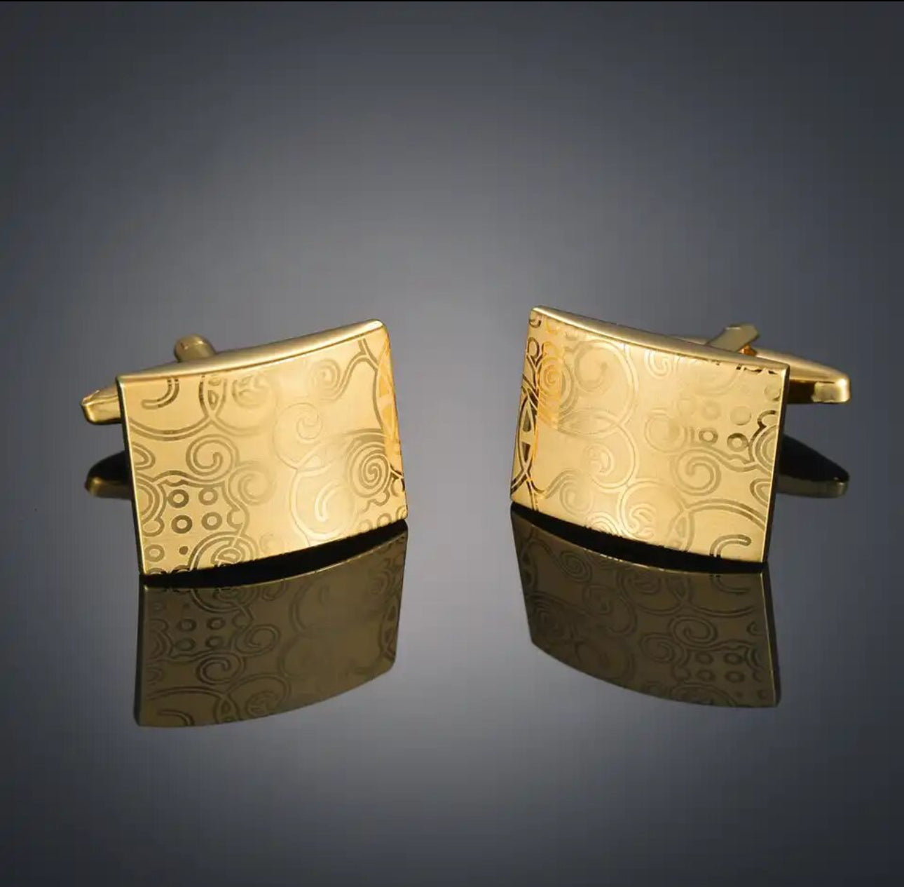 Floral Gold Square Cufflinks