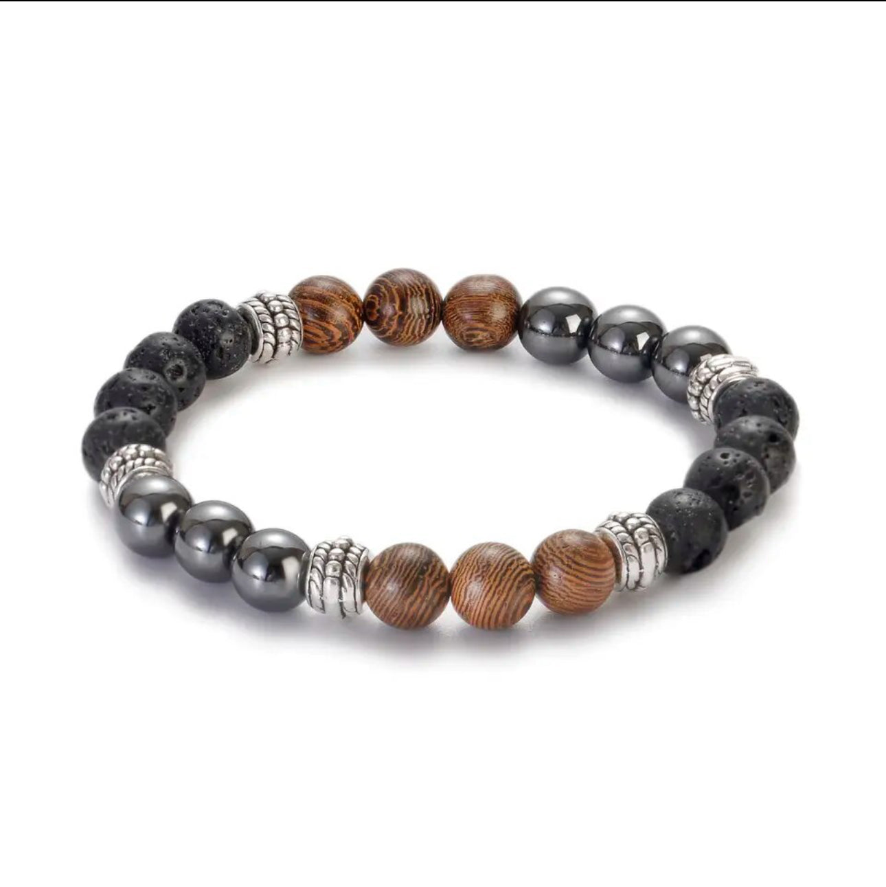 Antique Bohemian Wood Lava Beads Bracelets