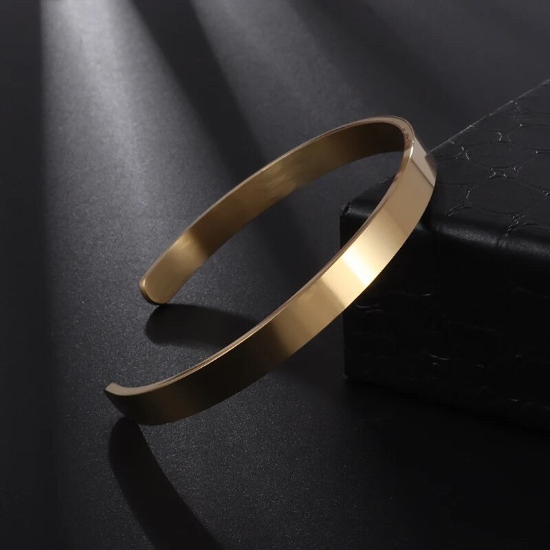 Plain Stainless Steel 8mm Cuff Bracelet