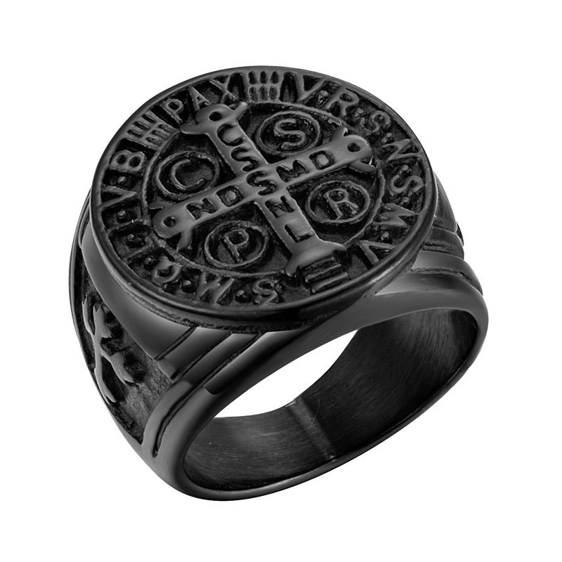 Saint Benedict Steel Ring