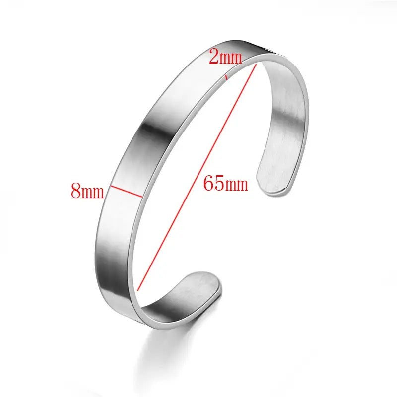 Plain Stainless Steel 8mm Cuff Bracelet