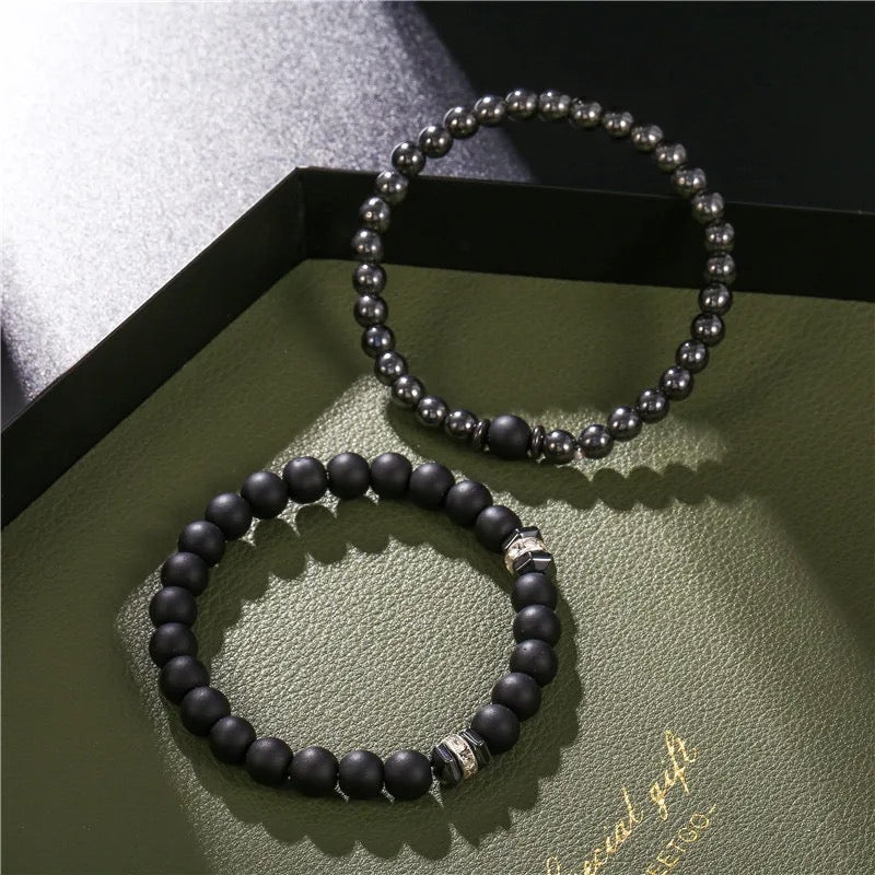 2Pcs/set Natural Stones Beaded Bracelet