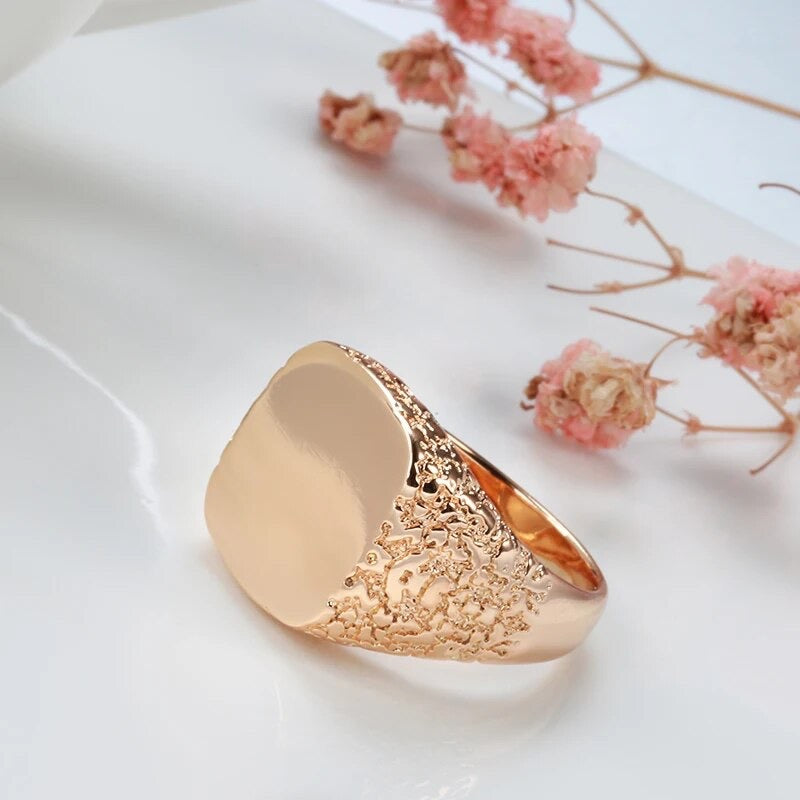 Rosegold Smooth Square Steel Signet Ring