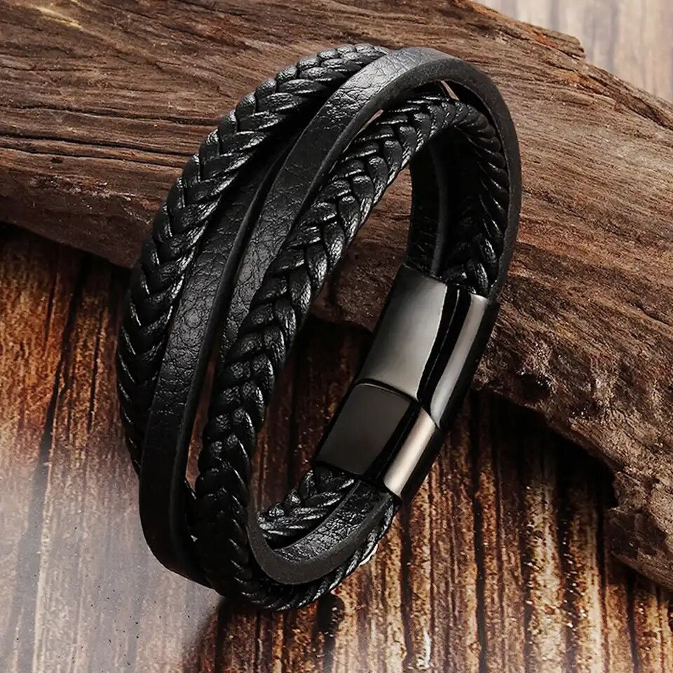 Pain Braided Multi-strap Leather Bracelet