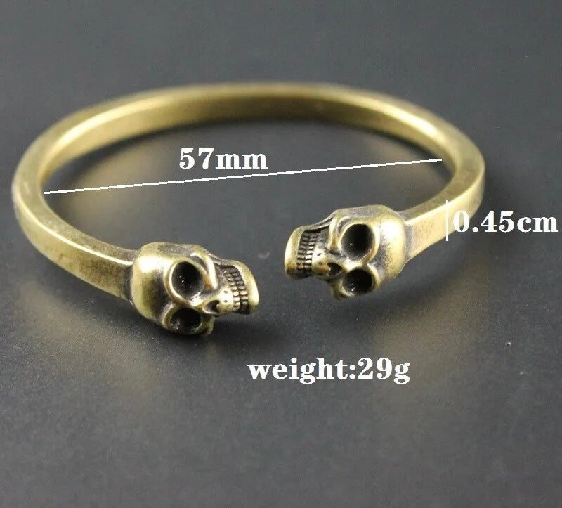 Brass Skull Open Cuff Bracelet