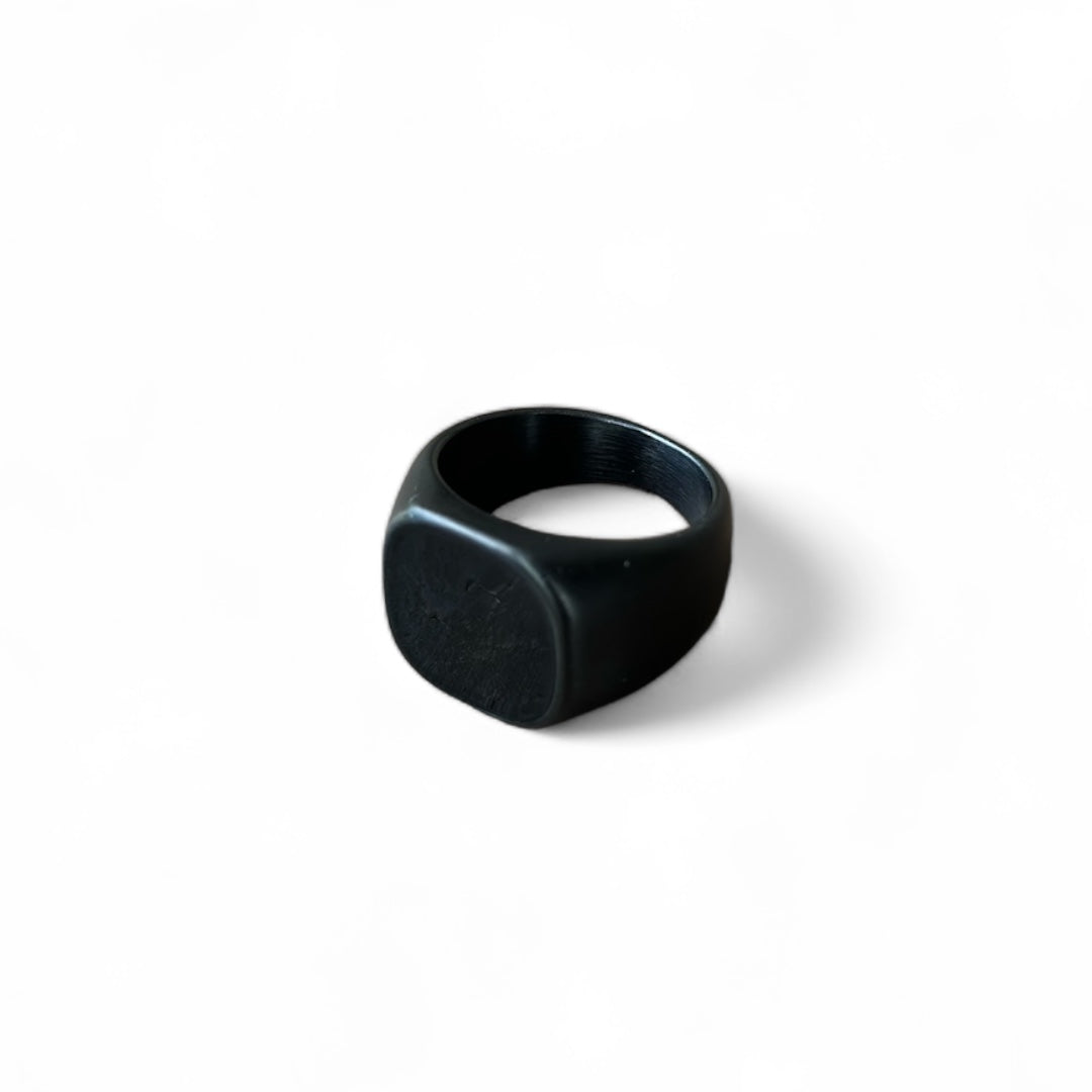 Polished Signet Steel Ring for Men