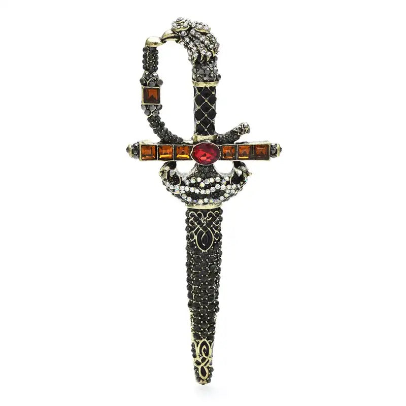 Rhinestone Sword Brooch