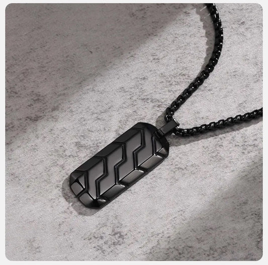 Vintage Tire Pattern Pendant Necklace