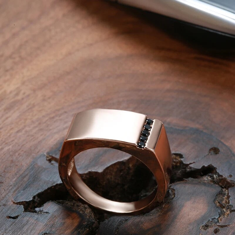 Rosegold Smooth Square Steel Signet Ring