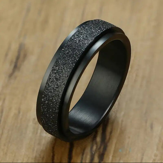 Sandblasted Stainless Steel Spinner Ring