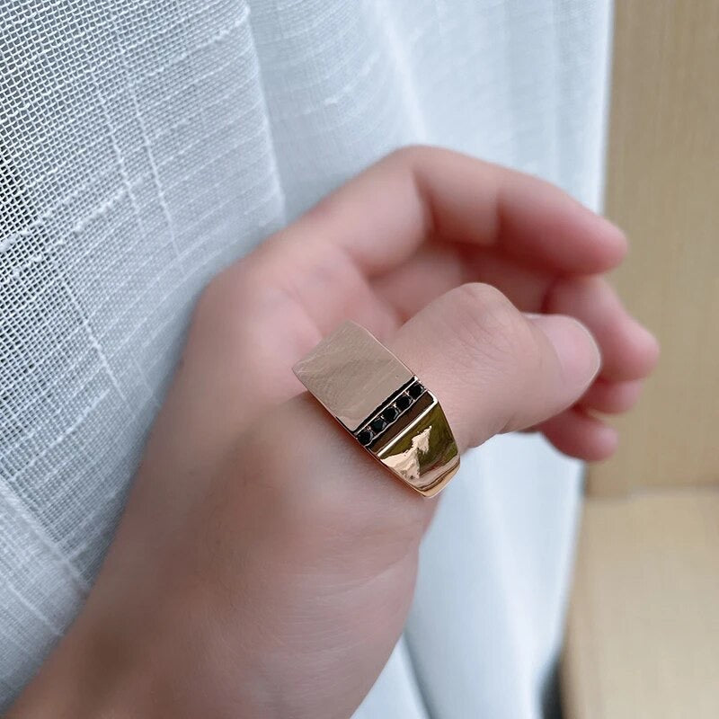 Rosegold Smooth Square Steel Signet Ring