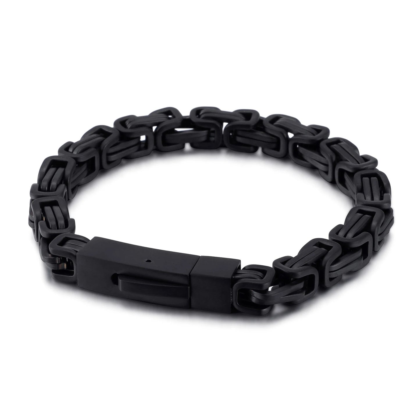 Matte Black Byzantine Link Chain Bracelet