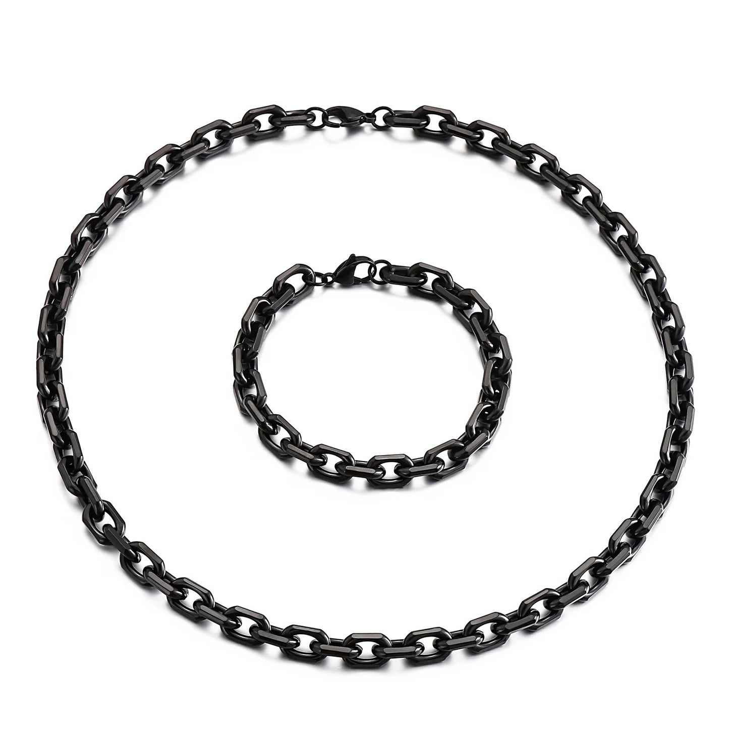 8mm 316L Stainless Steel O-Link Chain Necklace and Bracelet Set