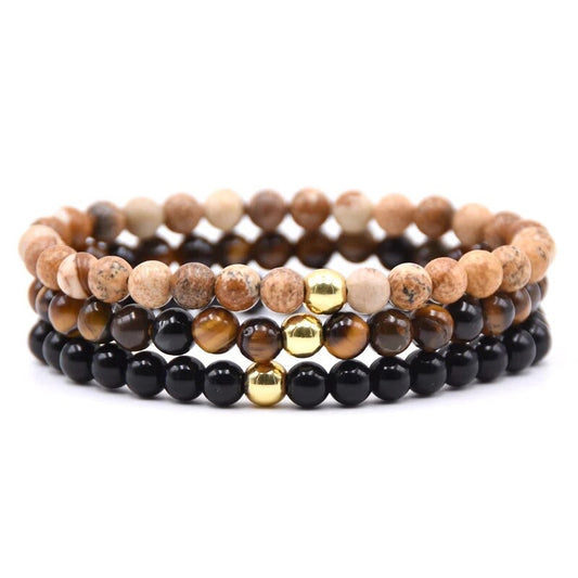 3pc Set 6mm Natural Stone Bracelets