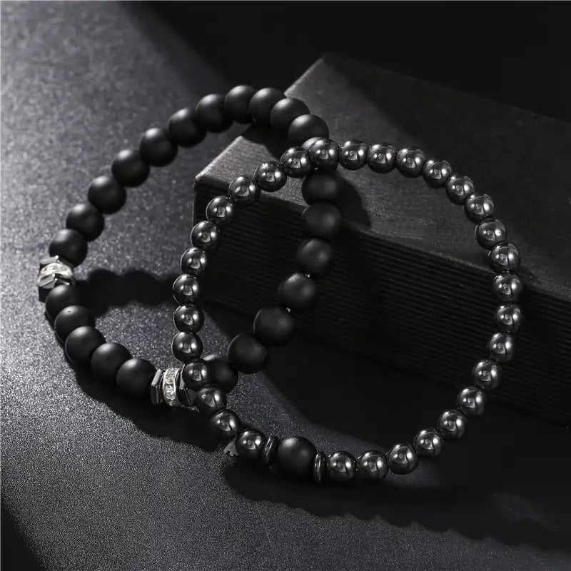 2Pcs/set Natural Stones Beaded Bracelet