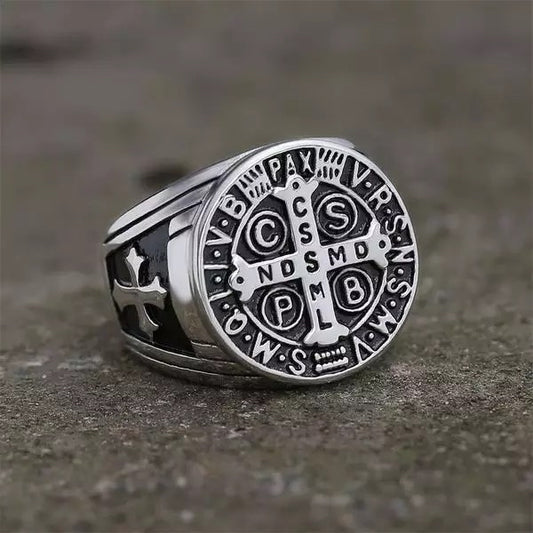 Saint Benedict Steel Ring