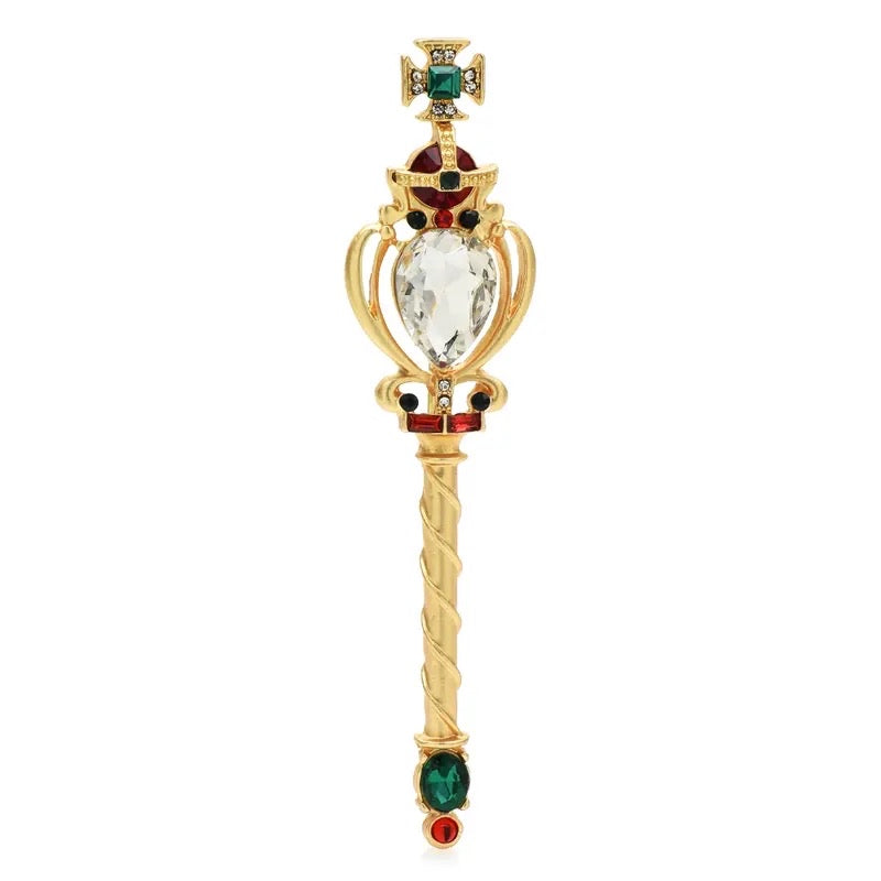 Cross Mace Rhinestone Brooch is