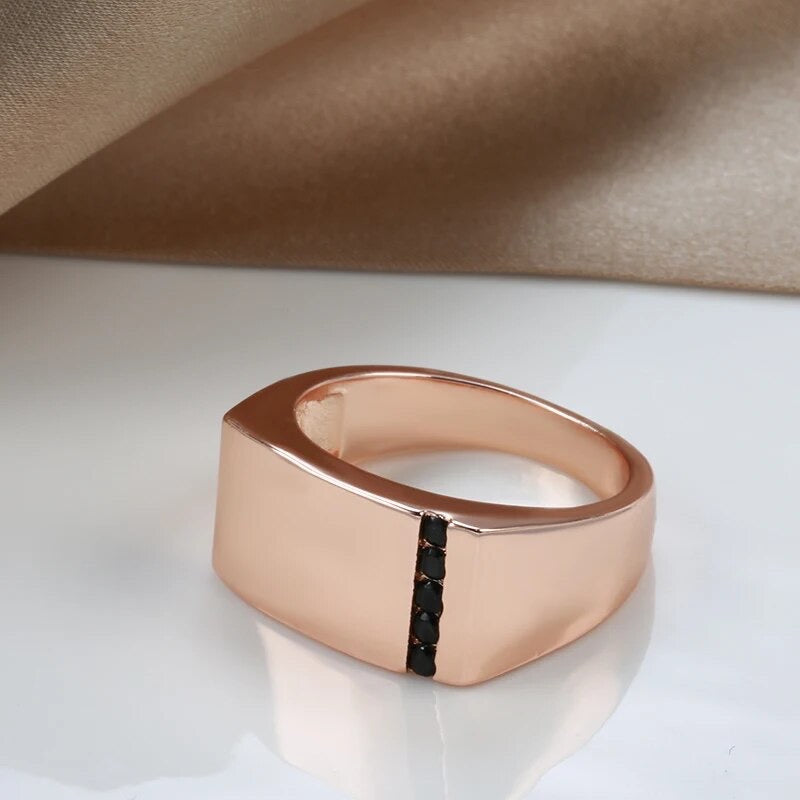 Rosegold Smooth Square Steel Signet Ring