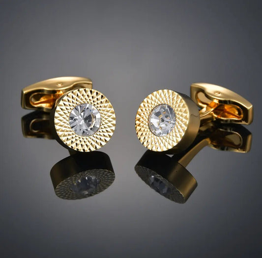 High Quality Crystal Round Cufflinks