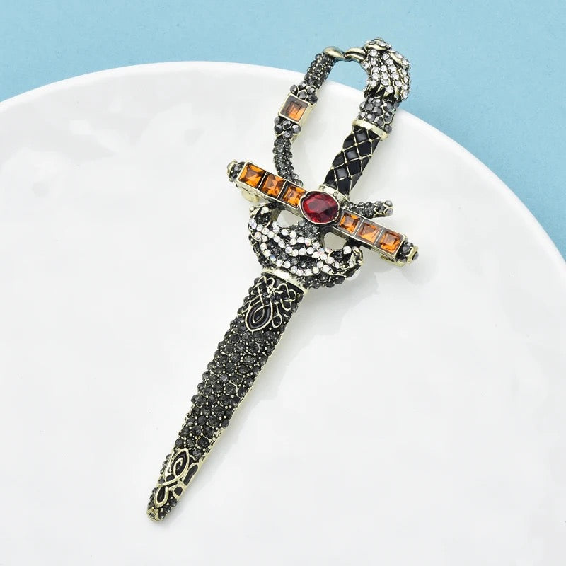 Rhinestone Sword Brooch