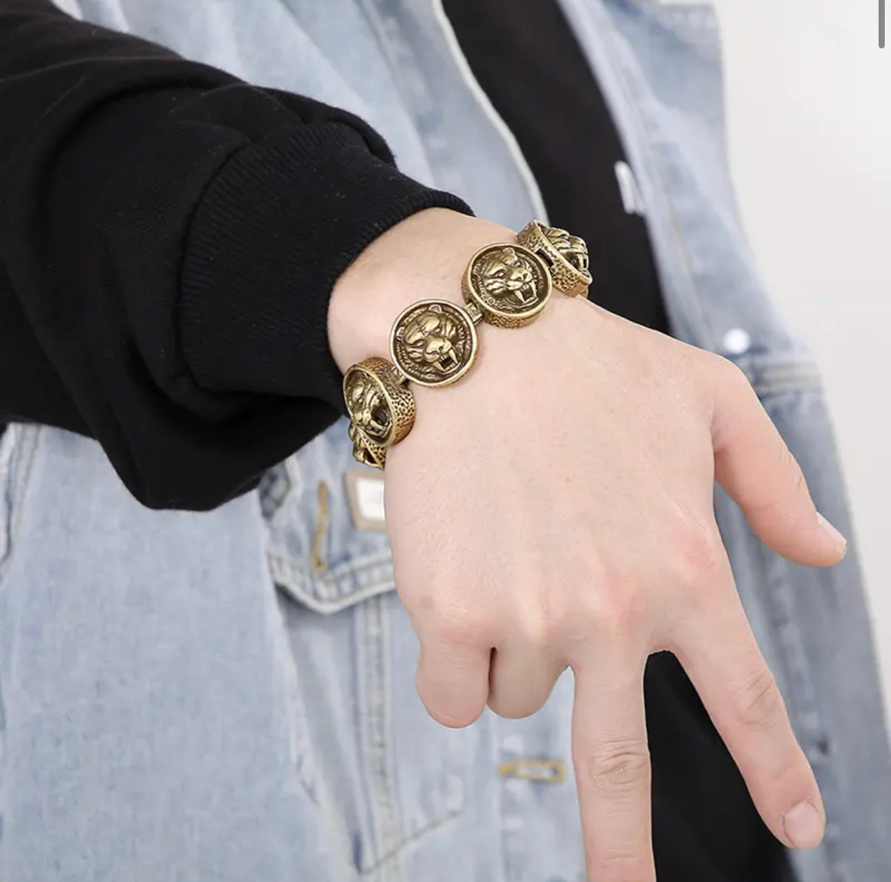 Brass Tiger Links Chain Bracelet