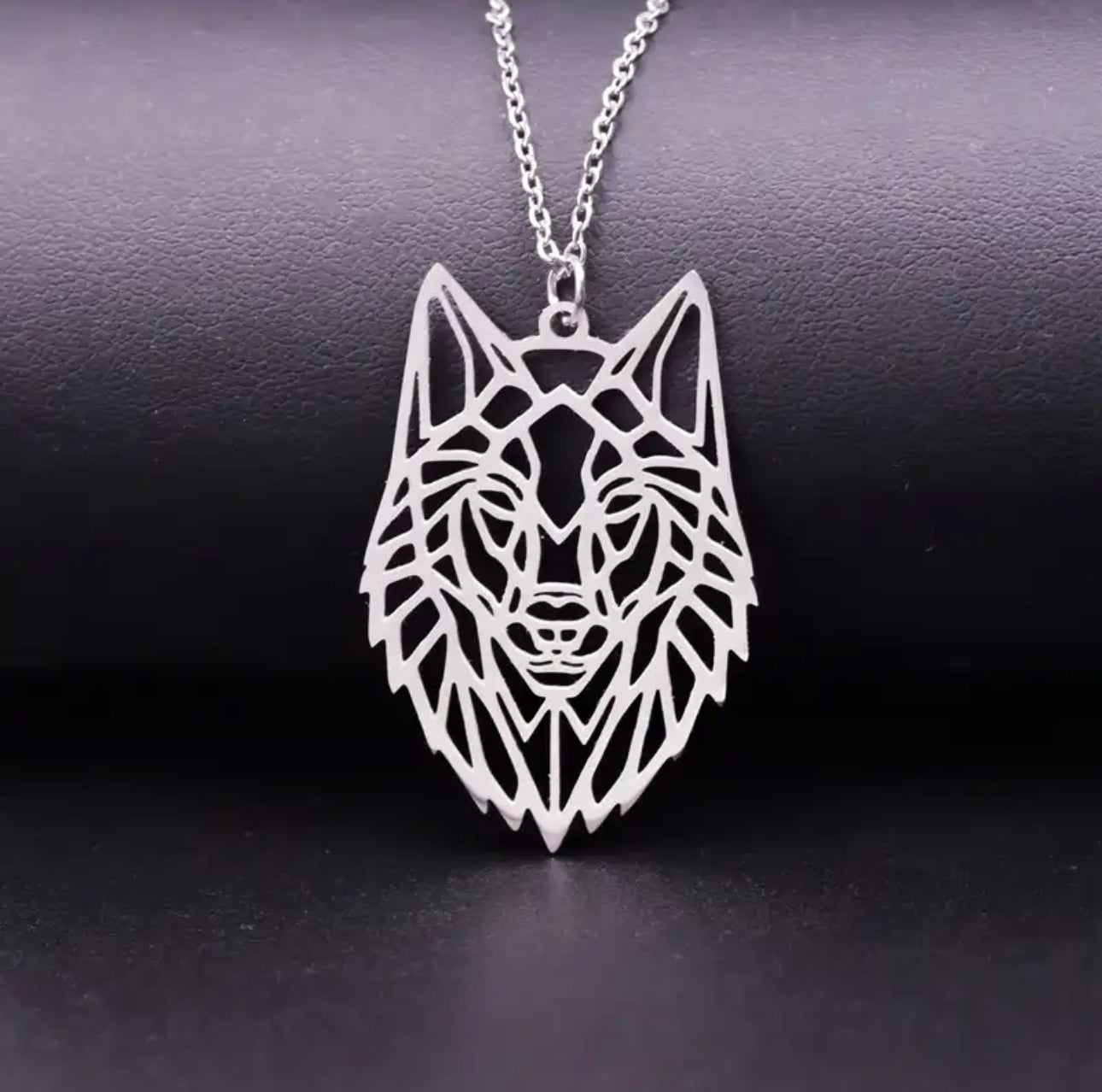 Geometric Wolf Pendant and Necklace