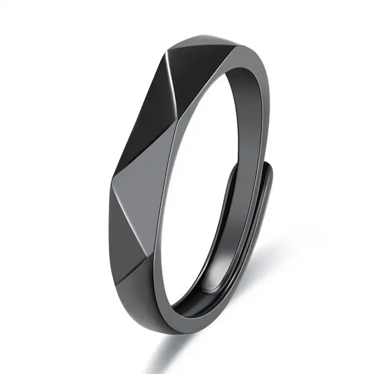 Simple Thin Geometric Couple Stainless Steel Ring