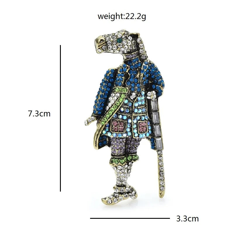 Horse Head Man Rhinestone Brooch & Pendant