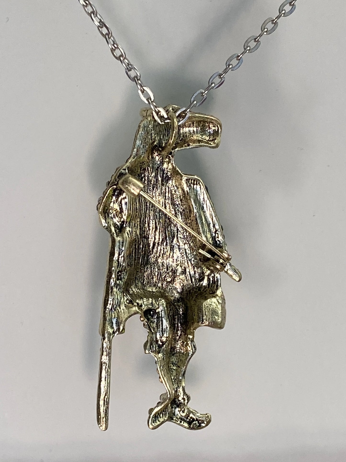 Horse Head Man Rhinestone Brooch & Pendant